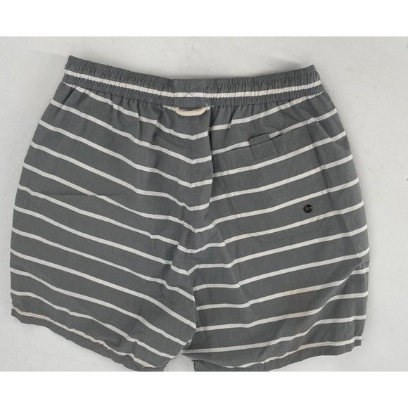 Great Lakes Swimwear Men's Trunks Gray White Stripe Liner Medium Drawstring - Picture 3 of 5